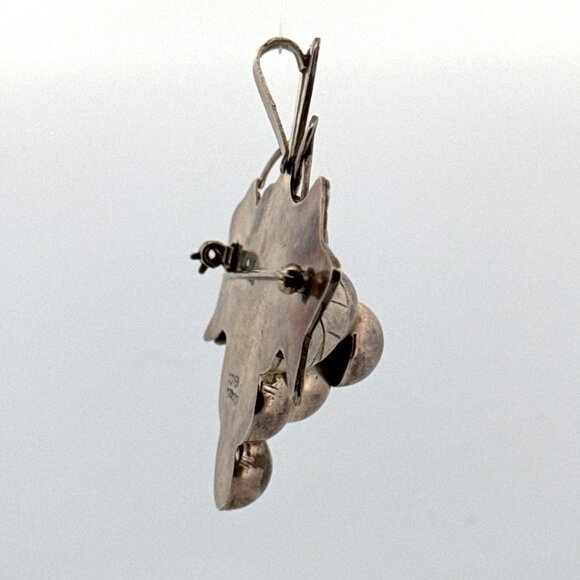 Estate Sterling Silver 925 Mexico Grape Cluster Leaf Brooch Pin, 31.4g, 63mm - Picture 2 of 8